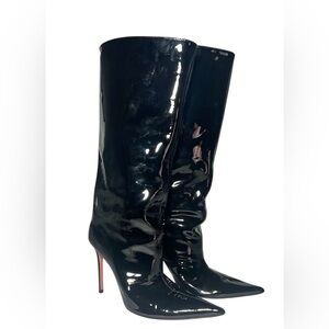 Amina Muaddi Black patent leather Heeled Boots size 36